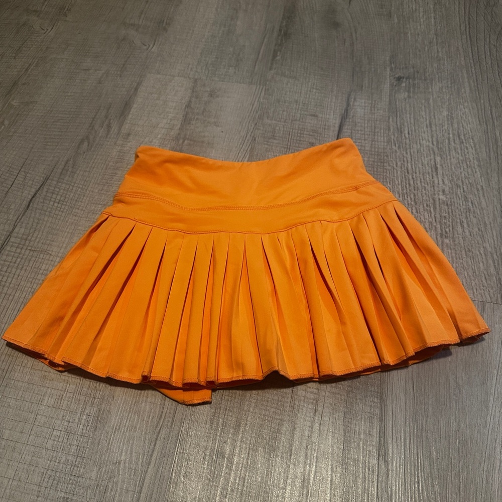 Orange Pleated Women's Skirt